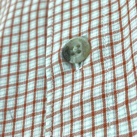 Columbia Shirt Mens Extra Large XL Orange Checked Short Sleeve Button Down - Picture 7 of 9